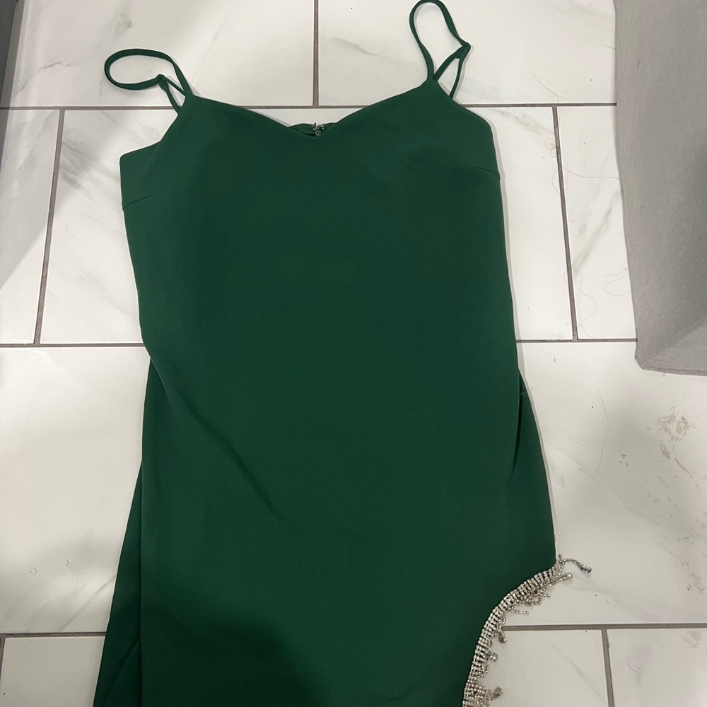 Fashion Nova Green Mini Dress with Embellished Hem